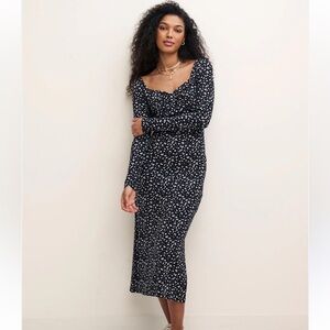NOBODY'S CHILD Sweetheart Neck Black & White Ditzy Floral Dress Size 16